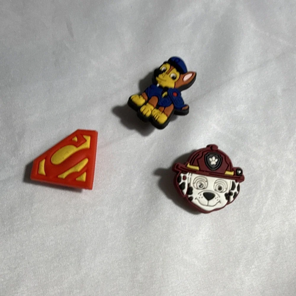Jibbitz Crocs Shoe Charms Lot of 3 Paw Patrol Marshall Chase Superman Logo